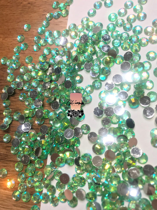 Grass Green Flat Back Resin Rhinestones - 1,000 pcs