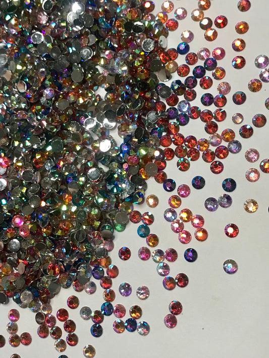 AB Mix of 11 Colors Flat Back Resin Rhinestones - 1000 pcs