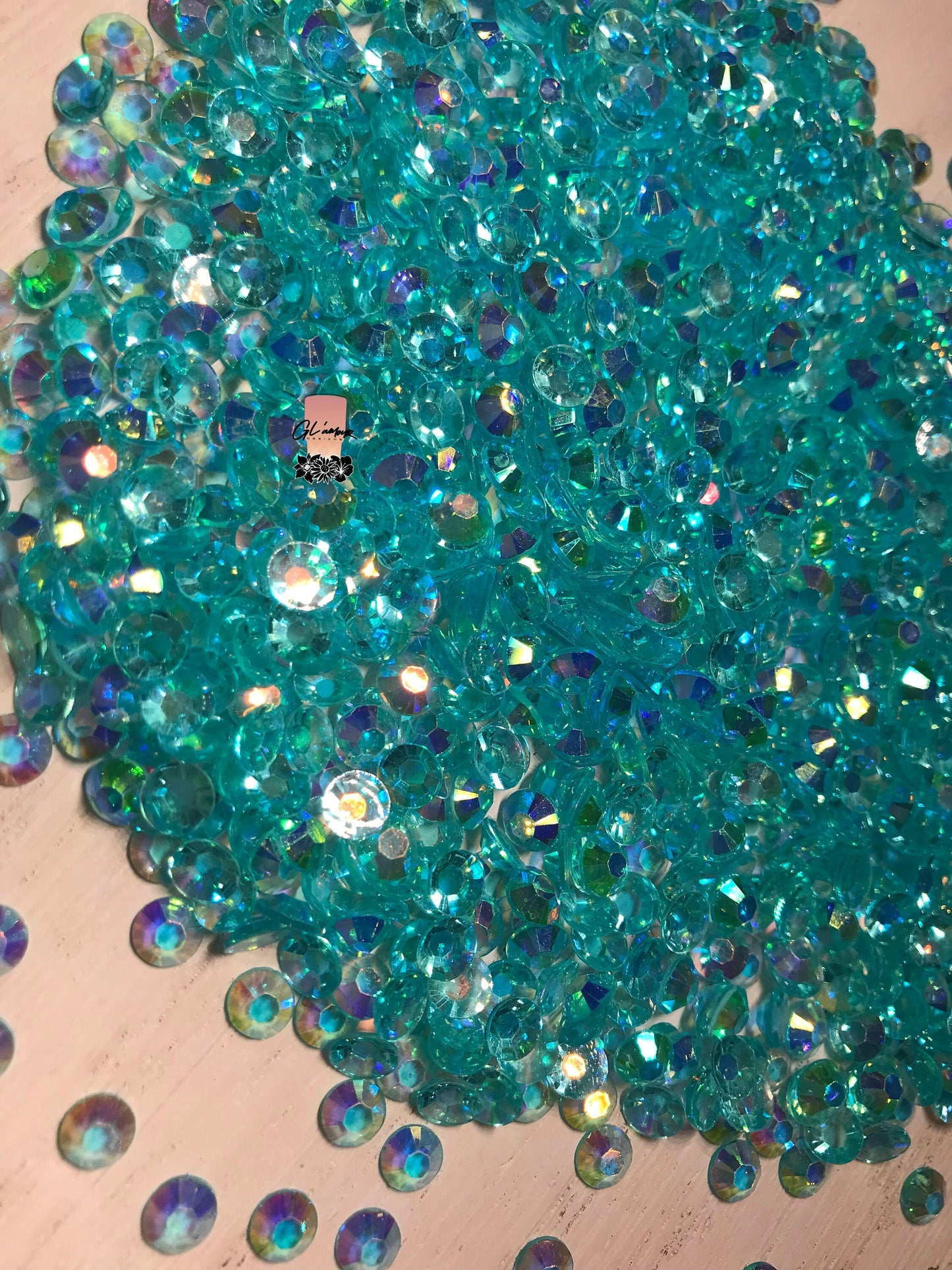 AB Transparent Aquamarine Flat Back Resin Rhinestones - 1000 pcs