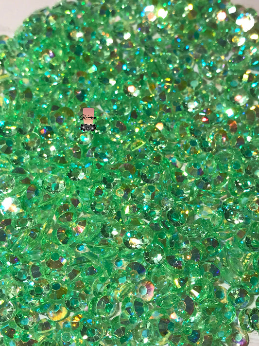 AB Transparent Light Emerald Flat Back Resin Rhinestones - 1000 pcs