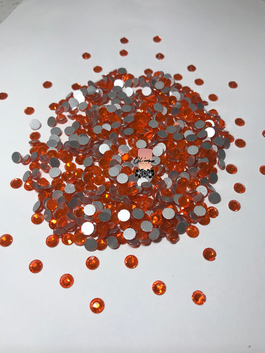 Orange Crystal Glass Flat Back Rhinestones - 1,440 pcs per bag