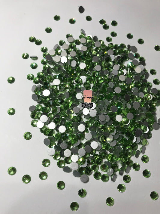 Green Crystal Glass Flat Back Rhinestones - 1,440pcs per bag