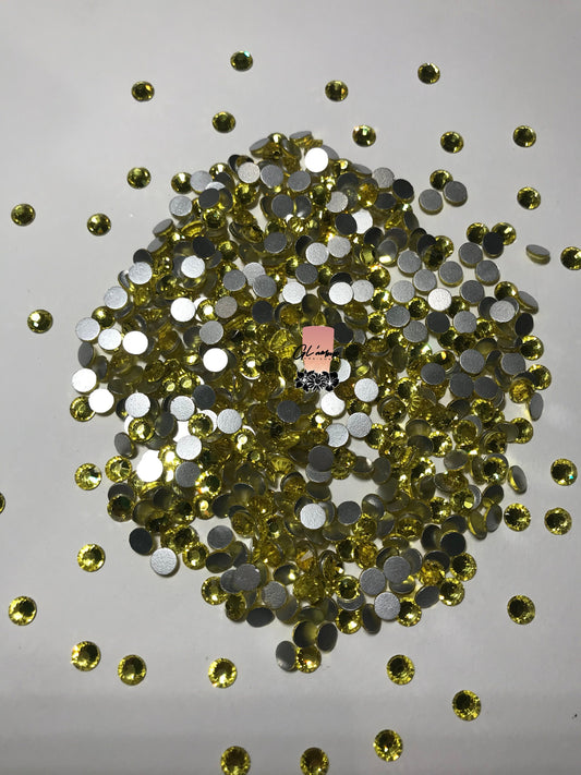 Yellow Crystal Glass Flat Back Rhinestones - 1440pcs per bag