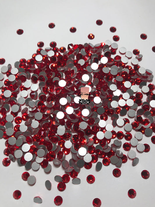 Red Crystal Glass Flat Back Rhinestones - 1,440 pcs per bag