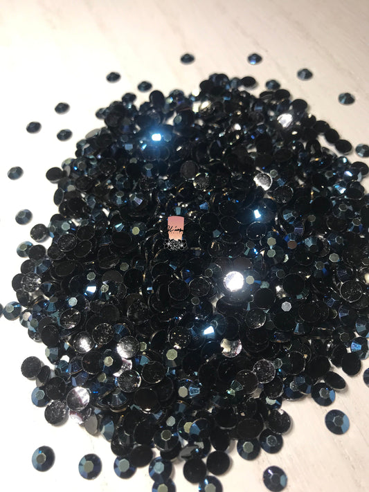 AB Black Navy Blue Flat Back Resin Rhinestones - 1000 pcs