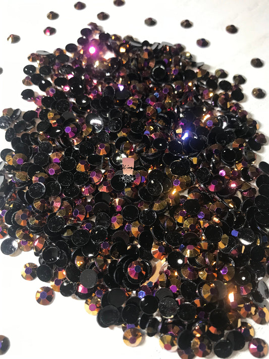 AB Black Rose Gold Flat Back Resin Rhinestones - 1000 pcs