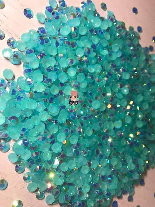 AB Jelly Aqua Flat Back Resin Rhinestones - 1000 pcs