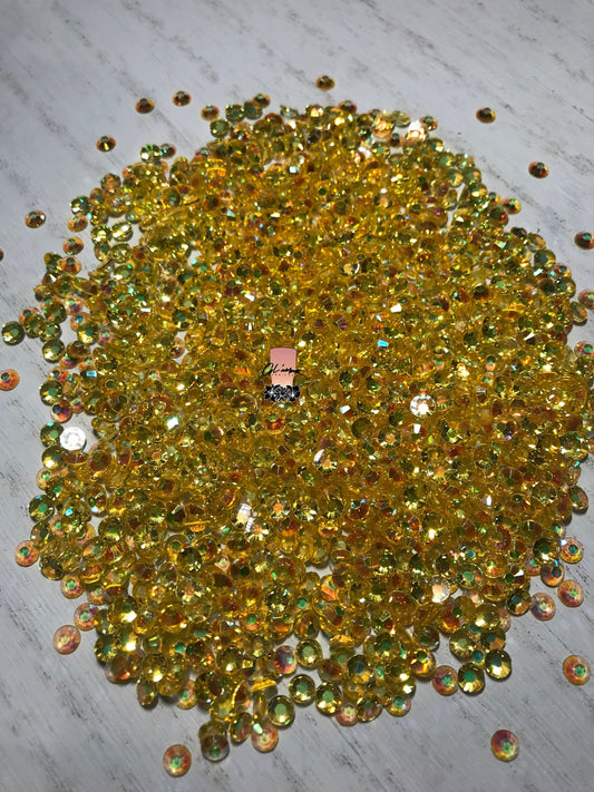 AB Transparent Yellow/Topaz Flat Back Resin Rhinestones - 1000 pcs