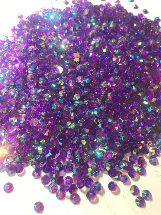 AB Transparent Amethyst Flat Back Resin Rhinestones - 1000 pcs