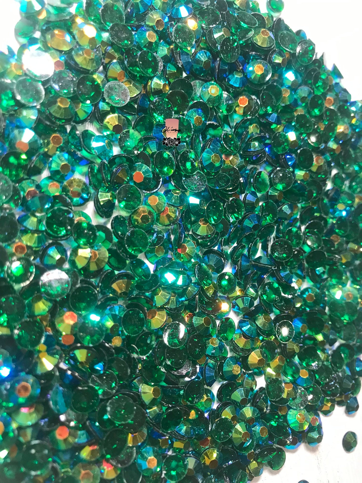 AB Transparent Emerald Flat Back Resin Rhinestones - 1000 pcs