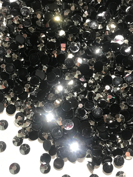 Hematite Flat Back Resin Rhinestones - 1000 pcs