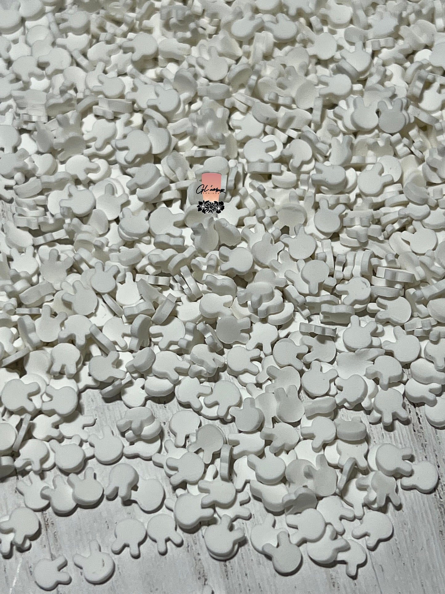 White Bunny Head Polymer Slices -small 5mm