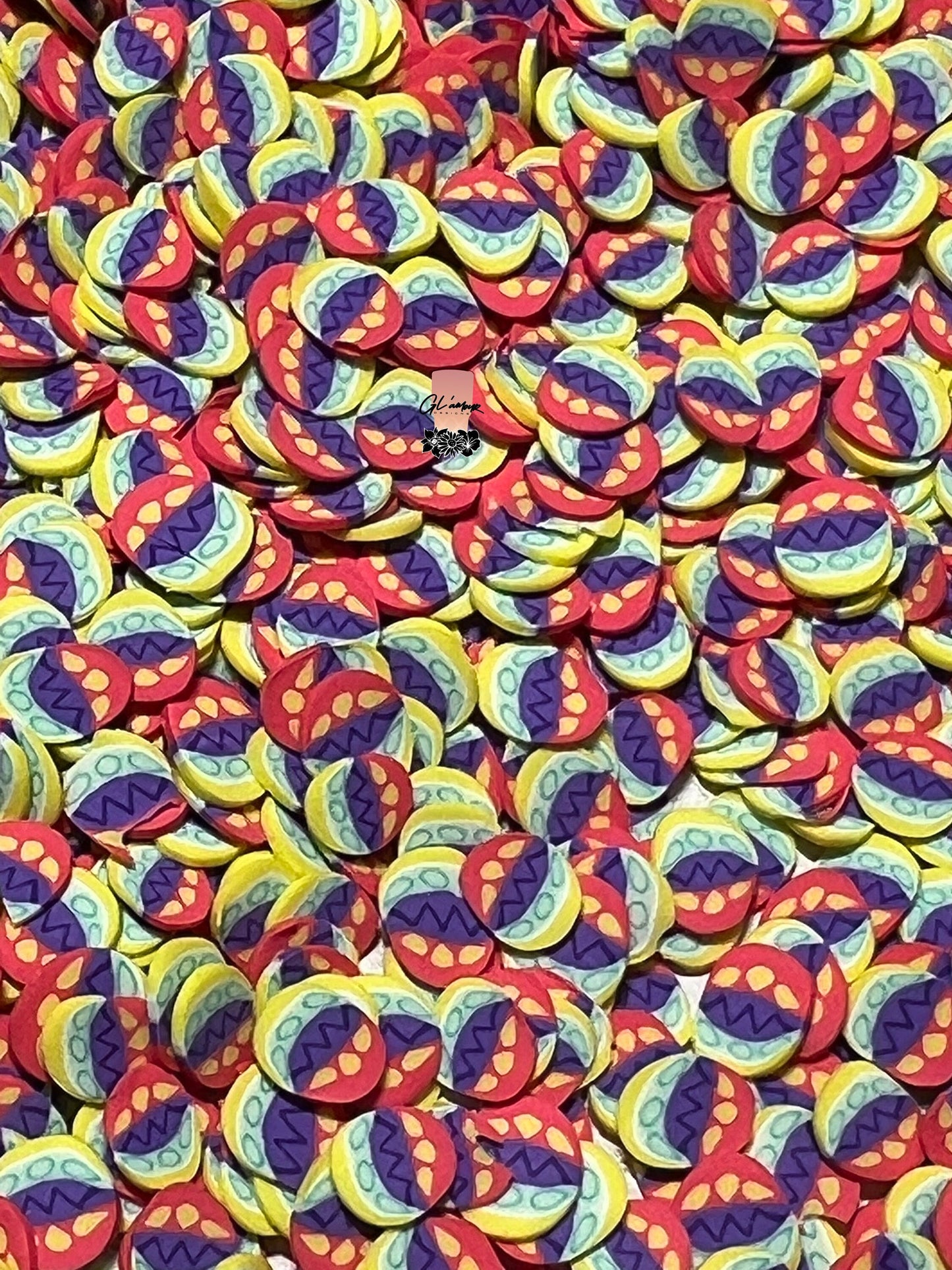 Easter Egg (Orange-Purple-Yellow) Polymer Slices -small 5mm