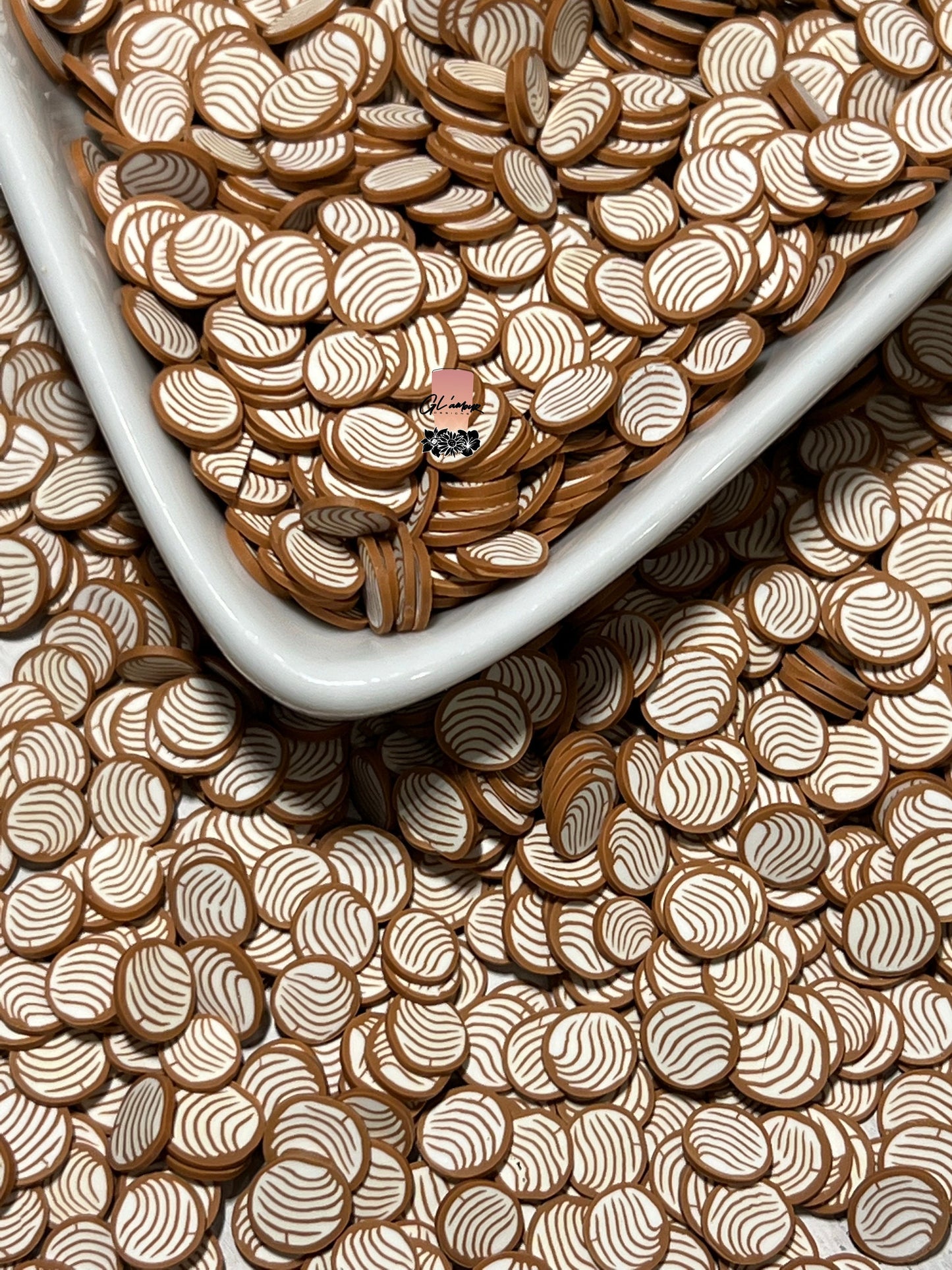 5mm White/Brown Concha Polymer Slices -small