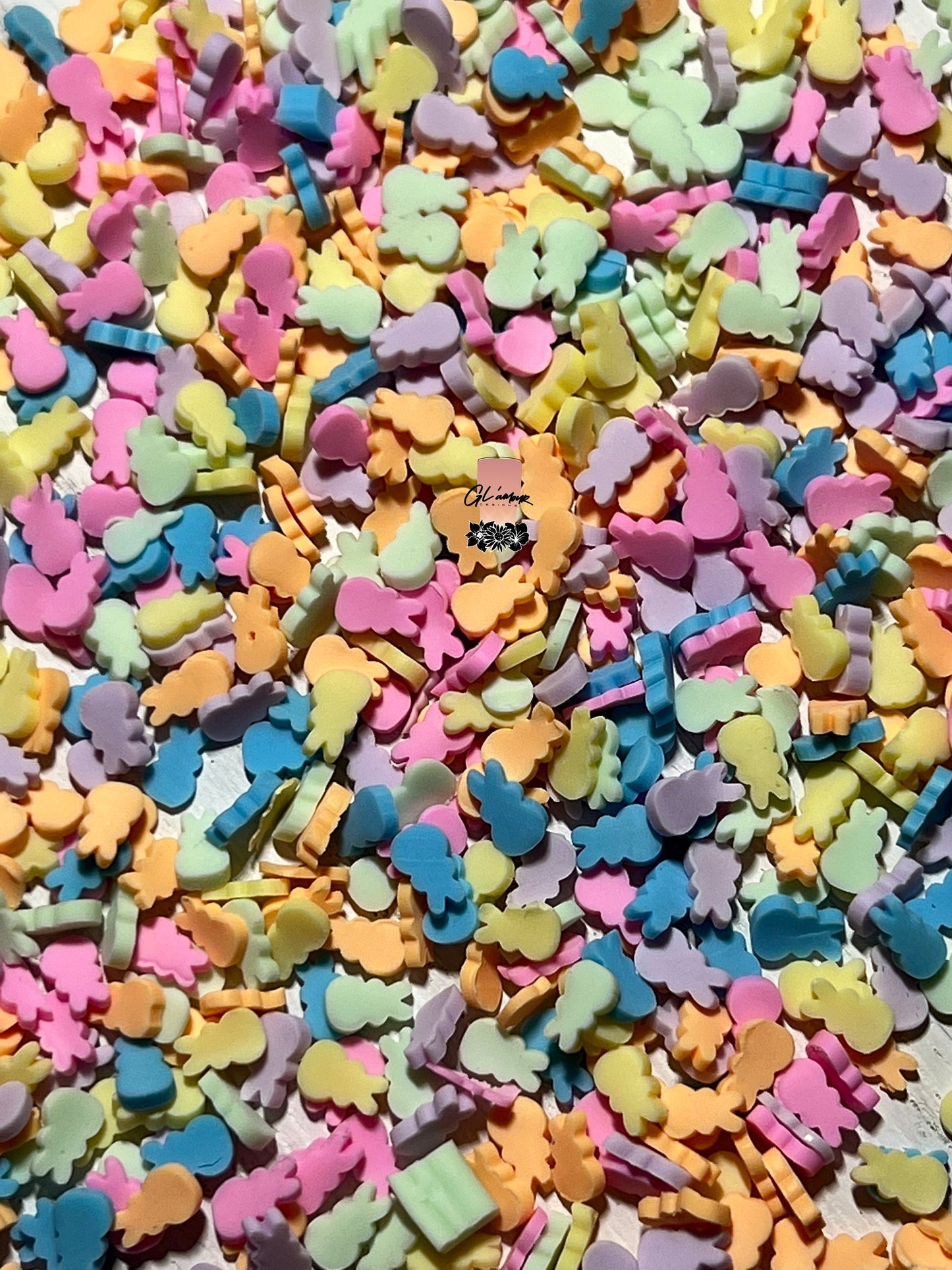 5mm Easter Pastel Bunnies Polymer Slices -small