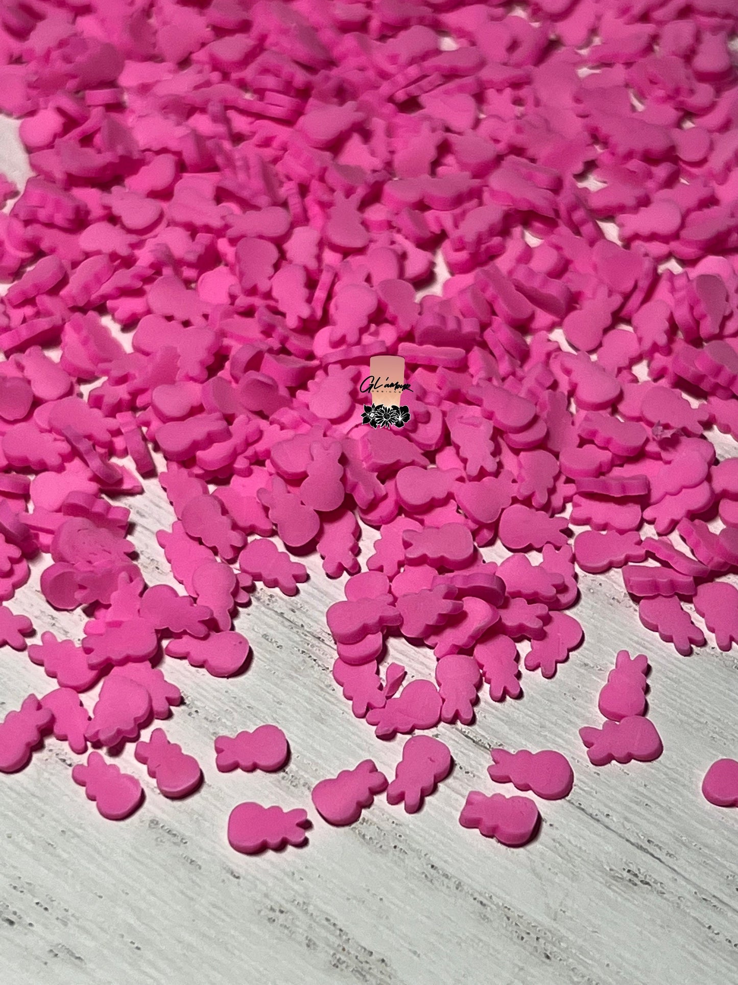 Easter Pink Bunnies Polymer Slices -small 5mm