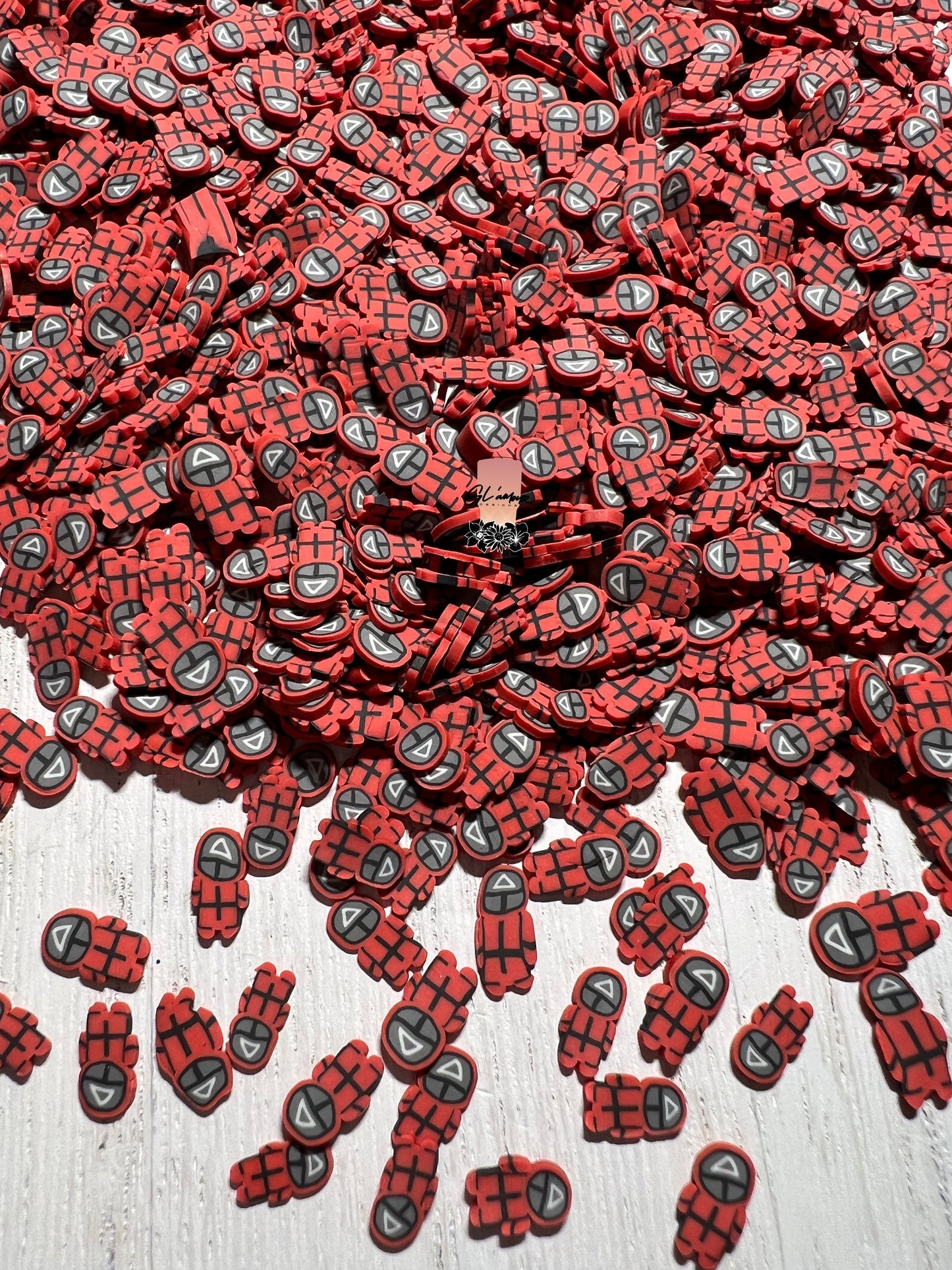 Red Squid Polymer Slices -small 5mm
