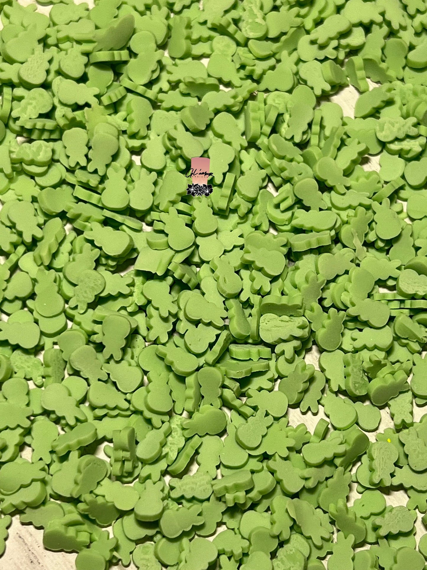 Lime Green Bunnies Polymer Slices - small 5mm
