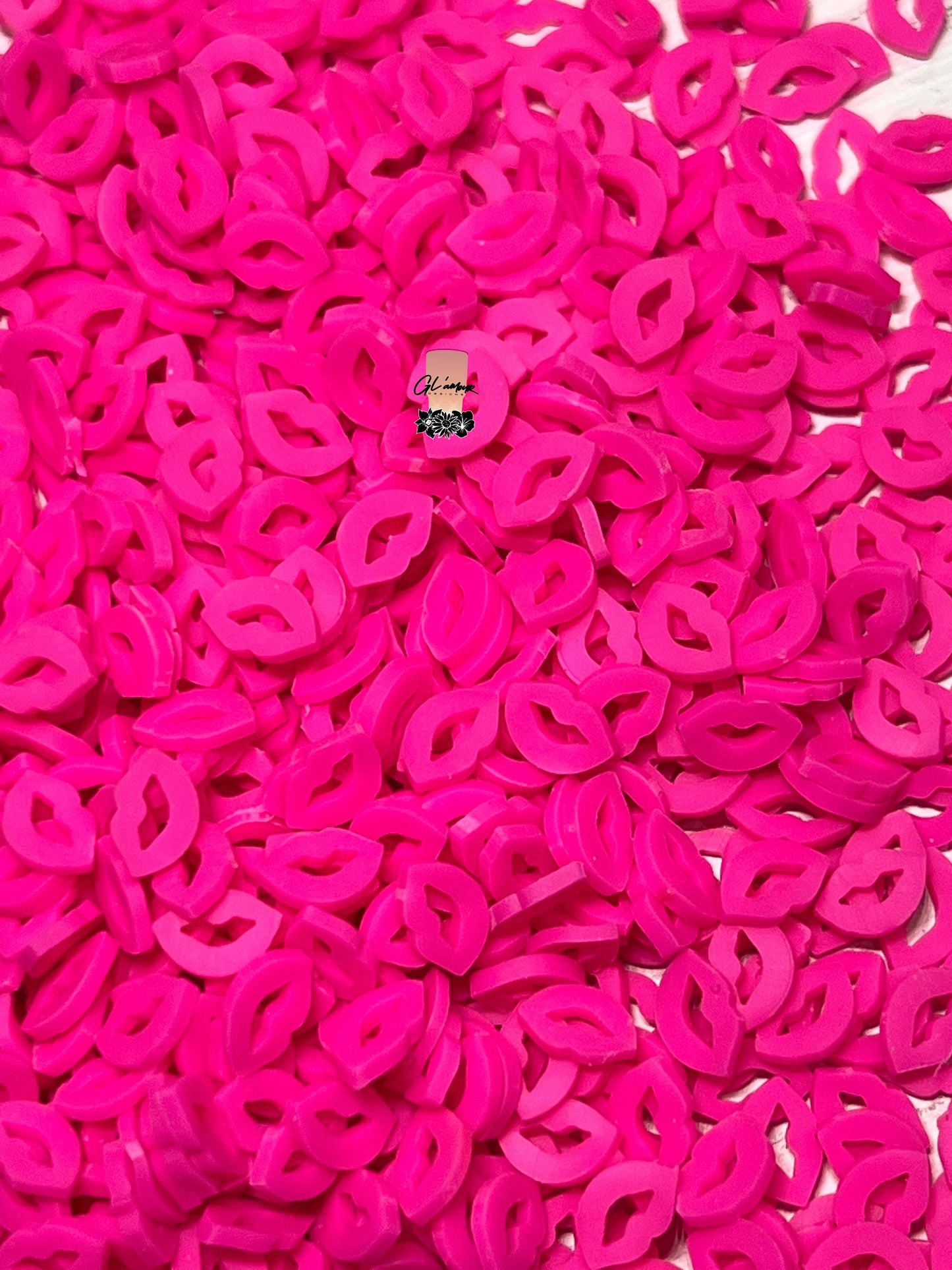Hot Pink Lips Polymer Slices - small 5mm