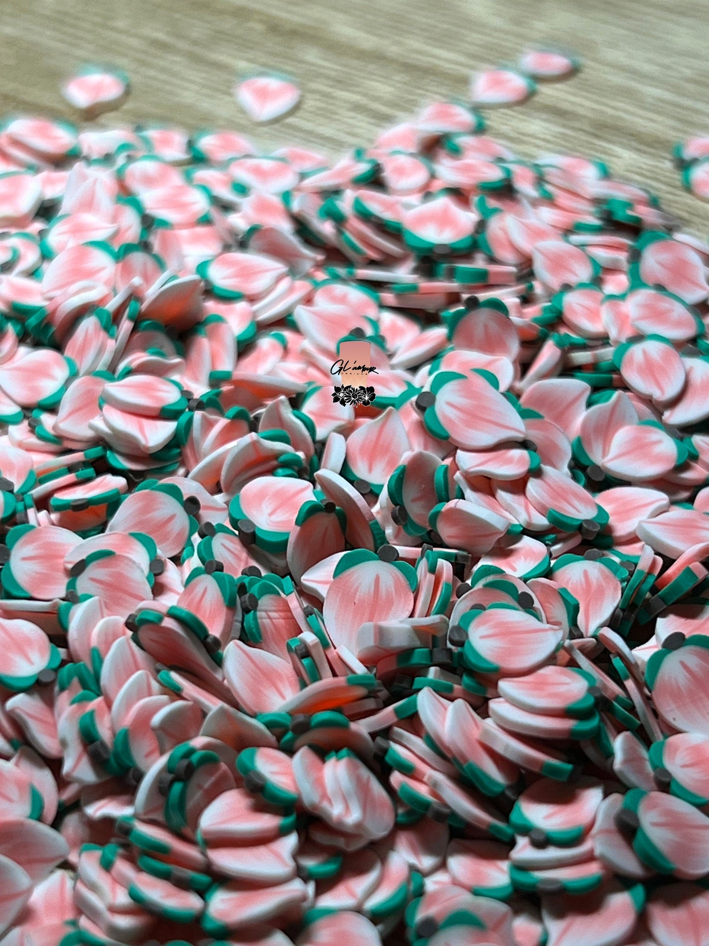 Pink Peach Polymer Slices - small 5mm