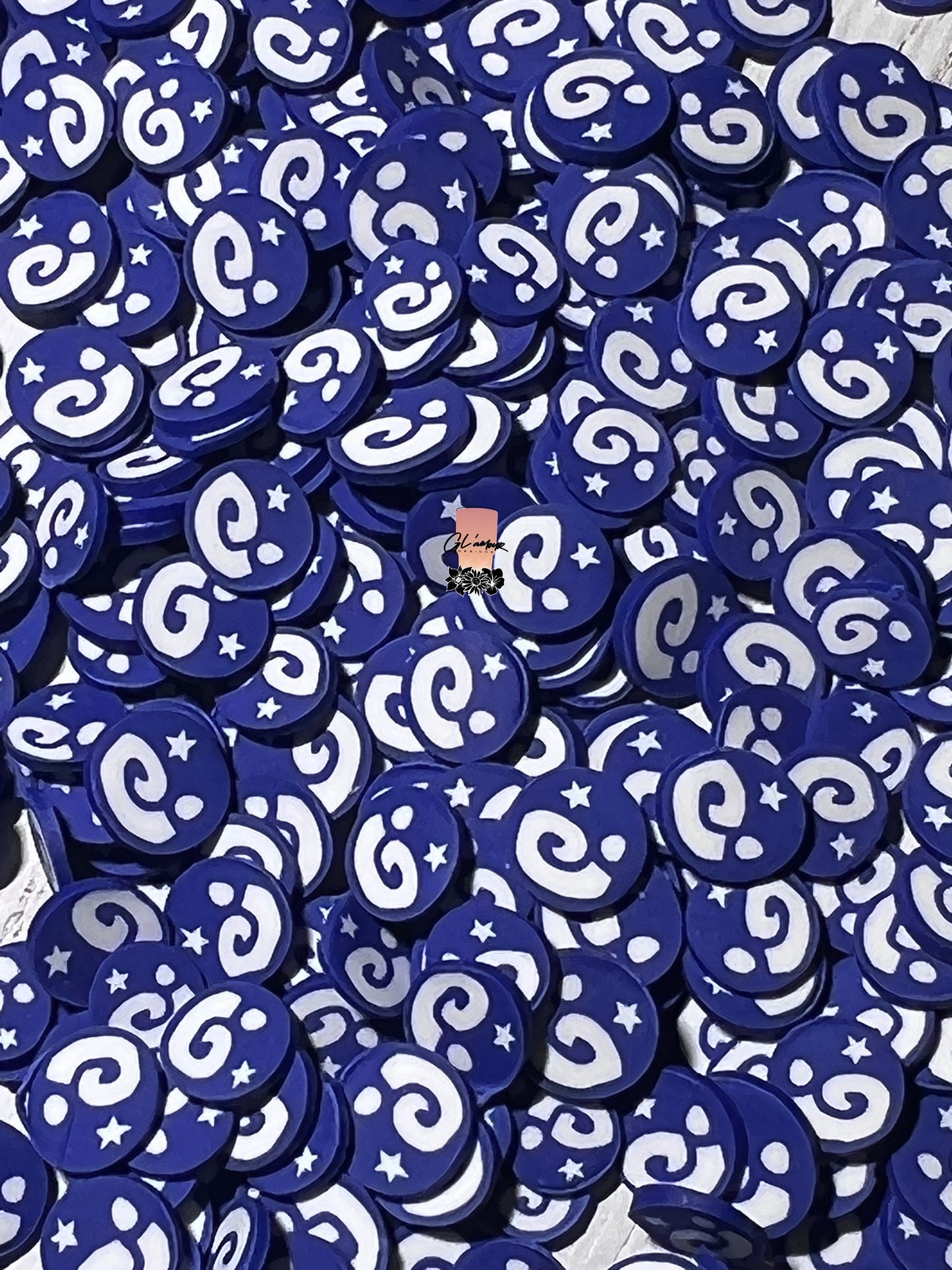 Blue Swirls Polymer Slices -small 5mm