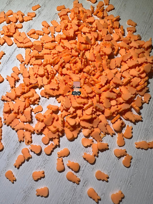 Orange Bunnies Polymer Slices - small 5mm