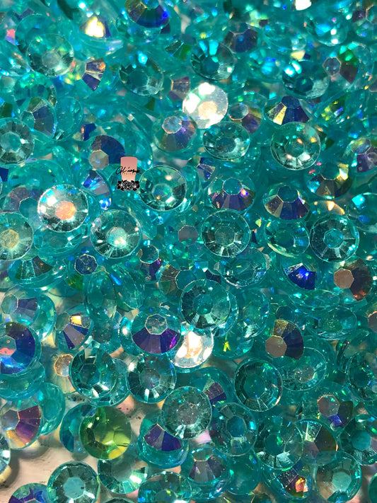 AB Transparent Aquamarine Flat Back Resin Rhinestones - 1000 pcs