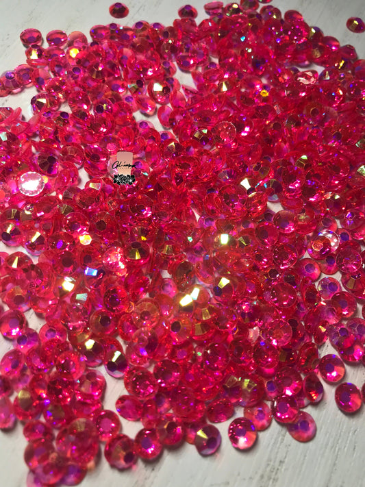 AB Transparent Dark Rose Flat Back Resin Rhinestones - 1000 pcs