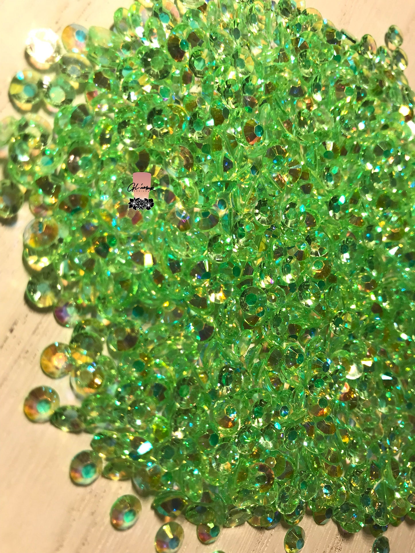 AB Transparent Light Emerald Flat Back Resin Rhinestones - 1000 pcs