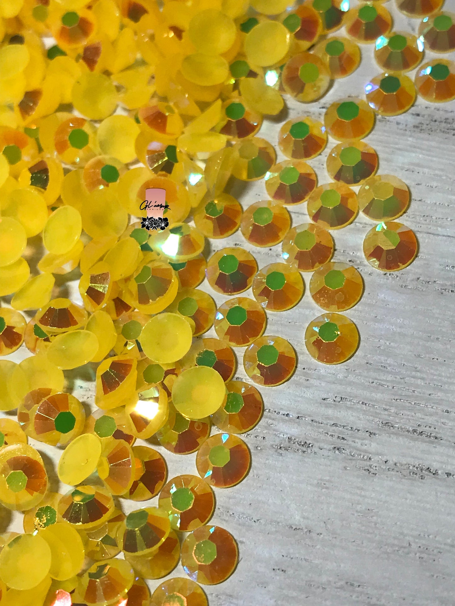 AB Jelly Orange Yellow Flat Back Resin Rhinestones - 1000 pcs