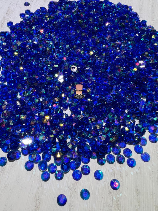 AB Transparent Sapphire Flat Back Resin Rhinestones - 1000 pcs