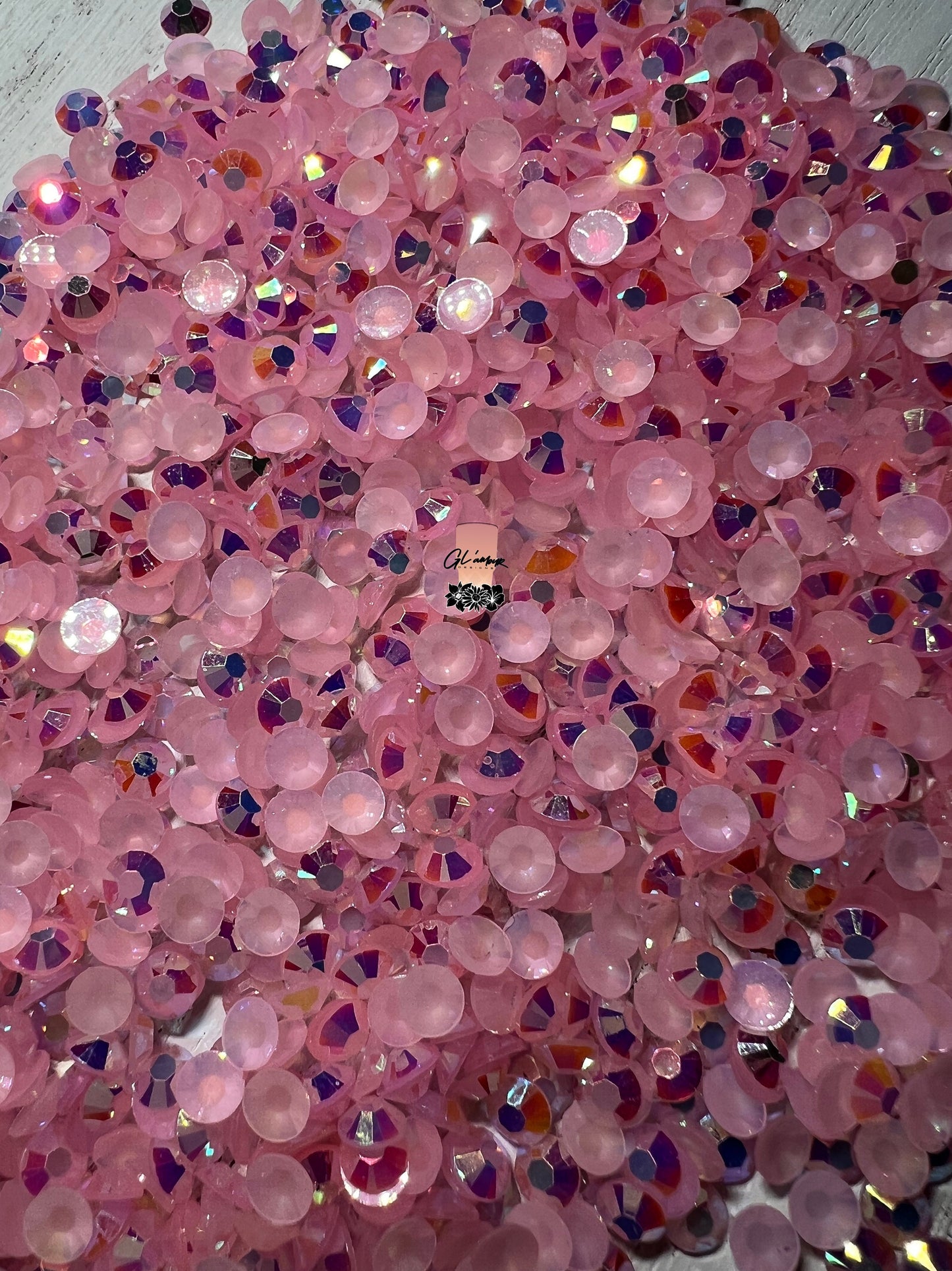 AB Jelly Pink Flat Back Resin Rhinestones - 1000 pcs