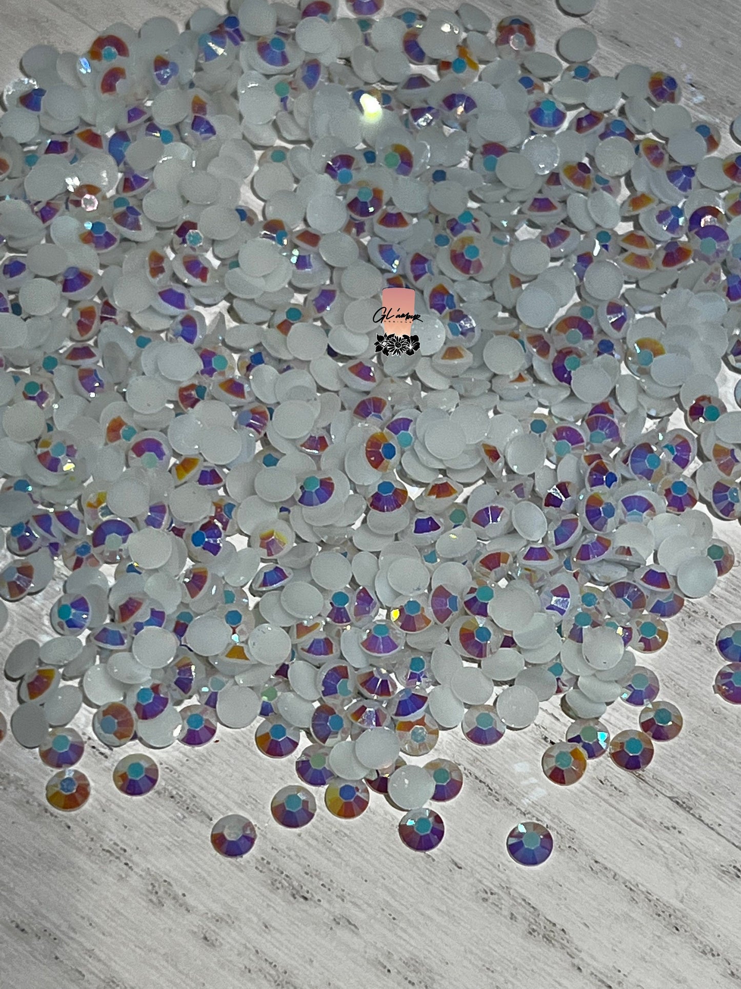 AB Jelly White Flat Back Resin Rhinestones - 1000 pcs