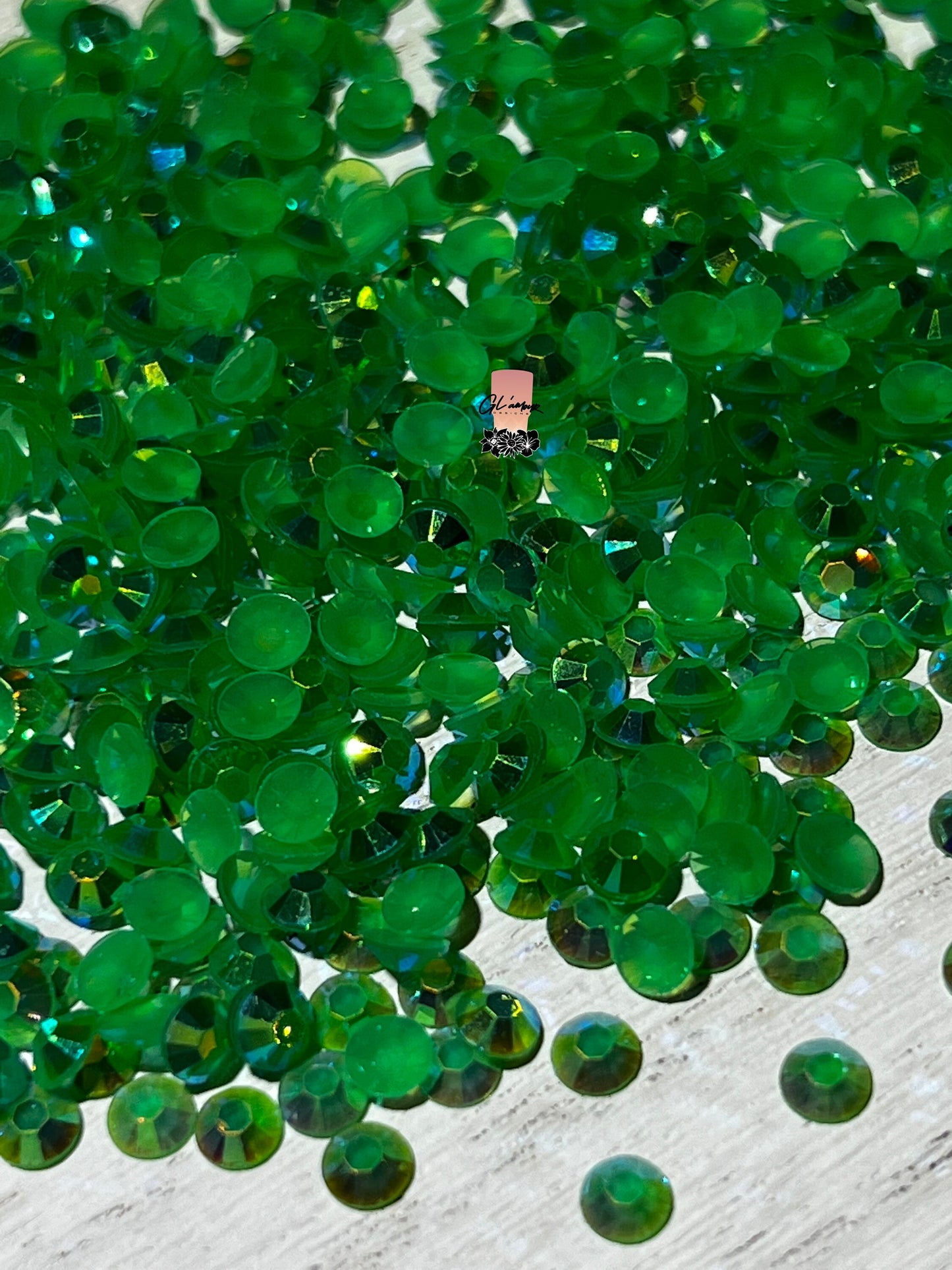AB Jelly Emerald Flat Back Resin Rhinestones - 1000 pcs