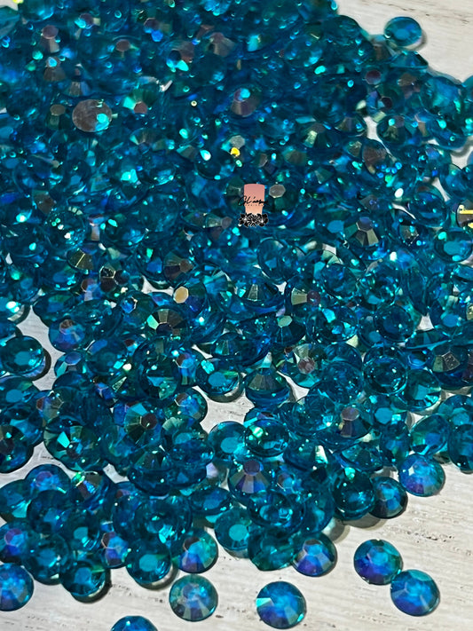 AB Transparent Blue Zircon Flat Back Resin Rhinestones - 1000 pcs