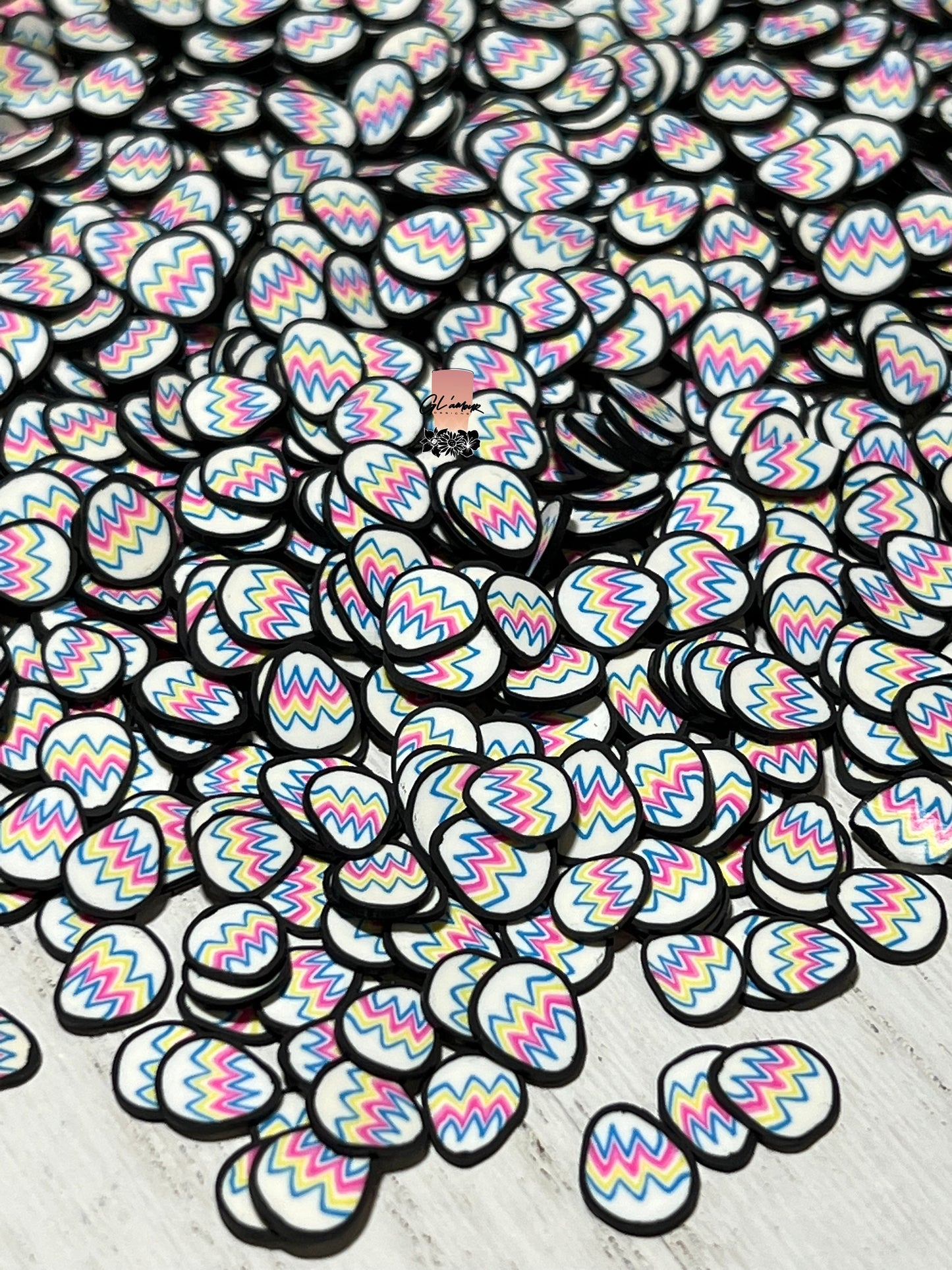 Easter Egg (Black Outline) Polymer Slices -small 5mm