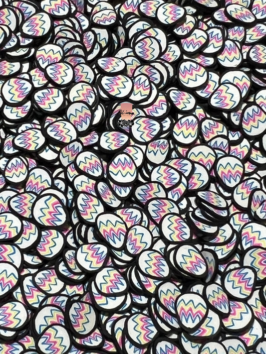 Easter Egg (Black Outline) Polymer Slices -small 5mm