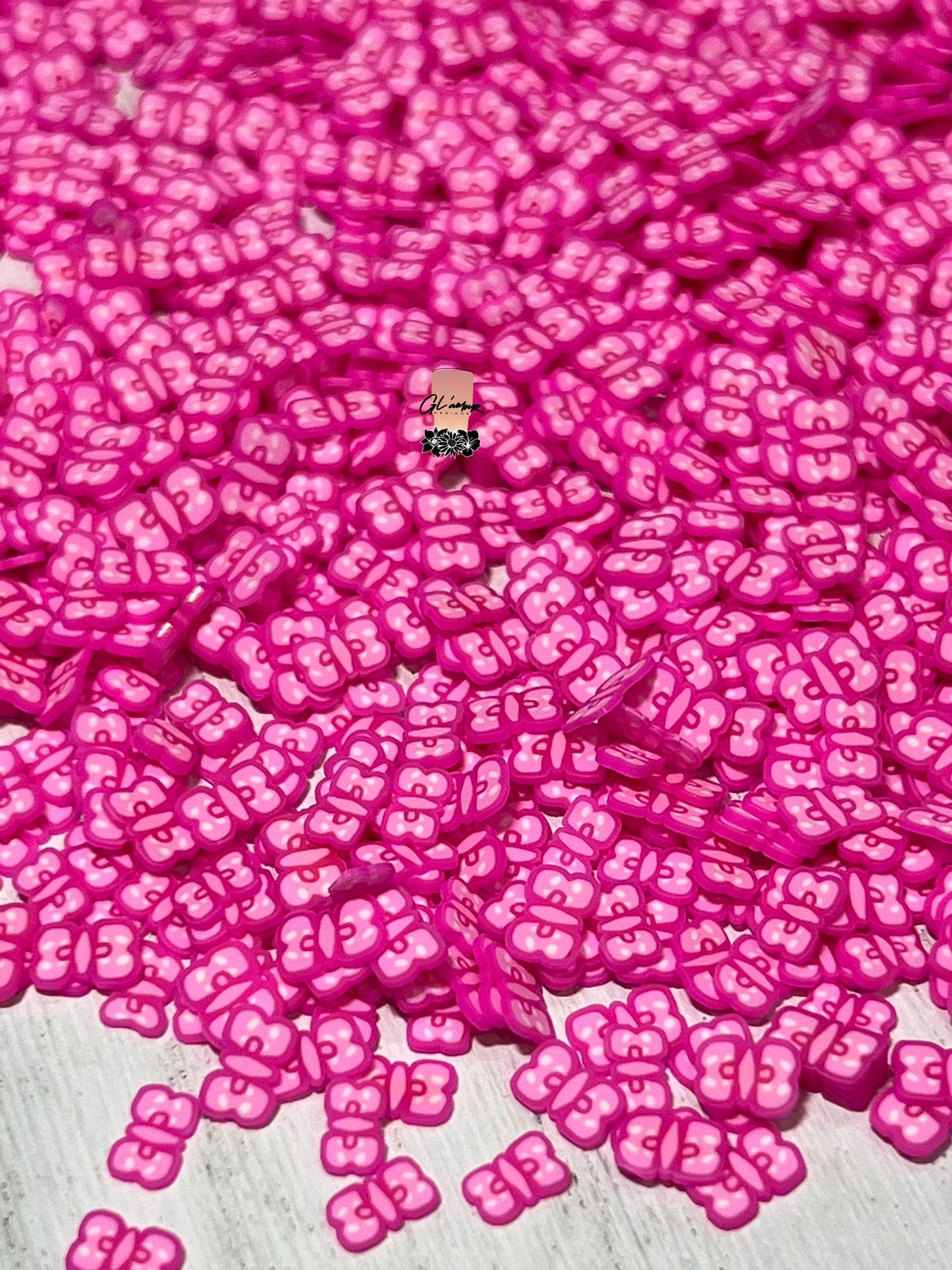 Hot Pink Bow Polymer Slices - 5mm Small