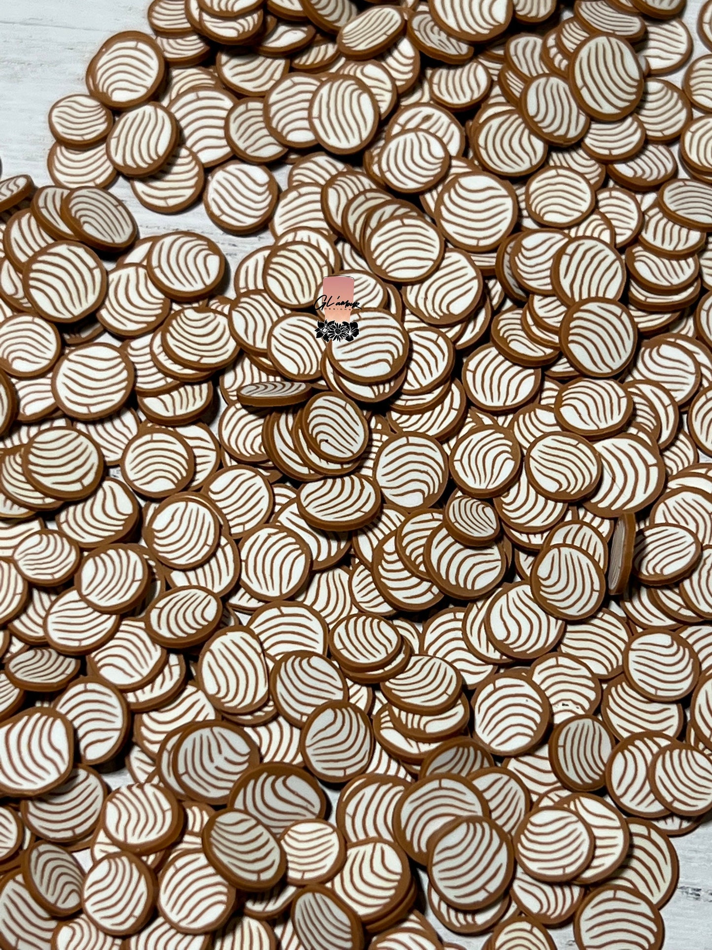 5mm White/Brown Concha Polymer Slices -small
