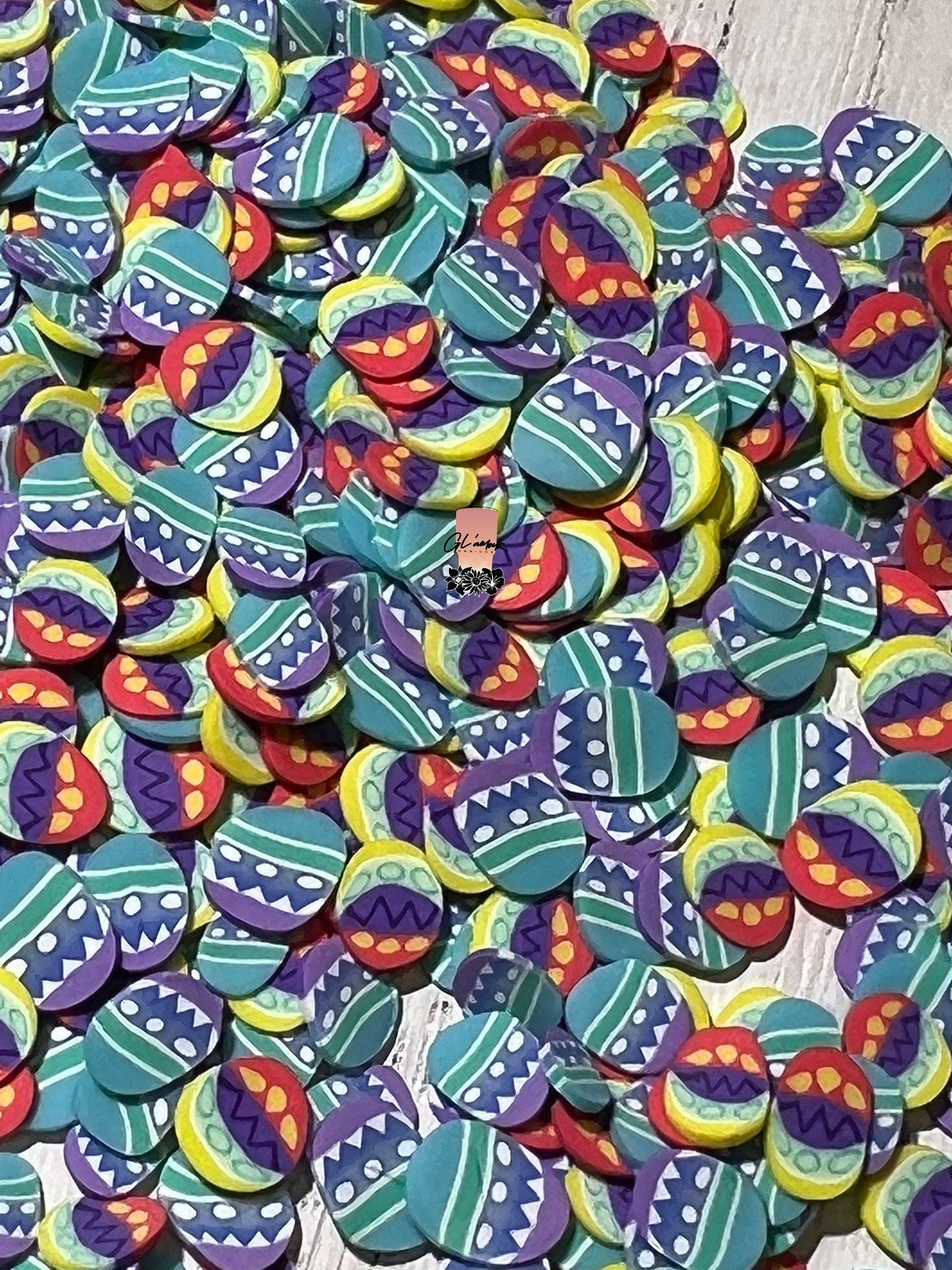 Festive Eggs Polymer Slices - small 5mm