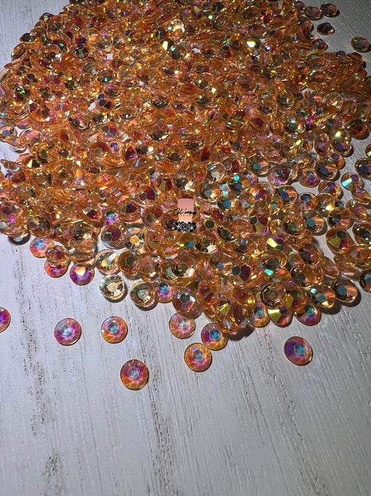 AB Transparent Light Peach Flat Back Resin Rhinestones - 1000 pcs