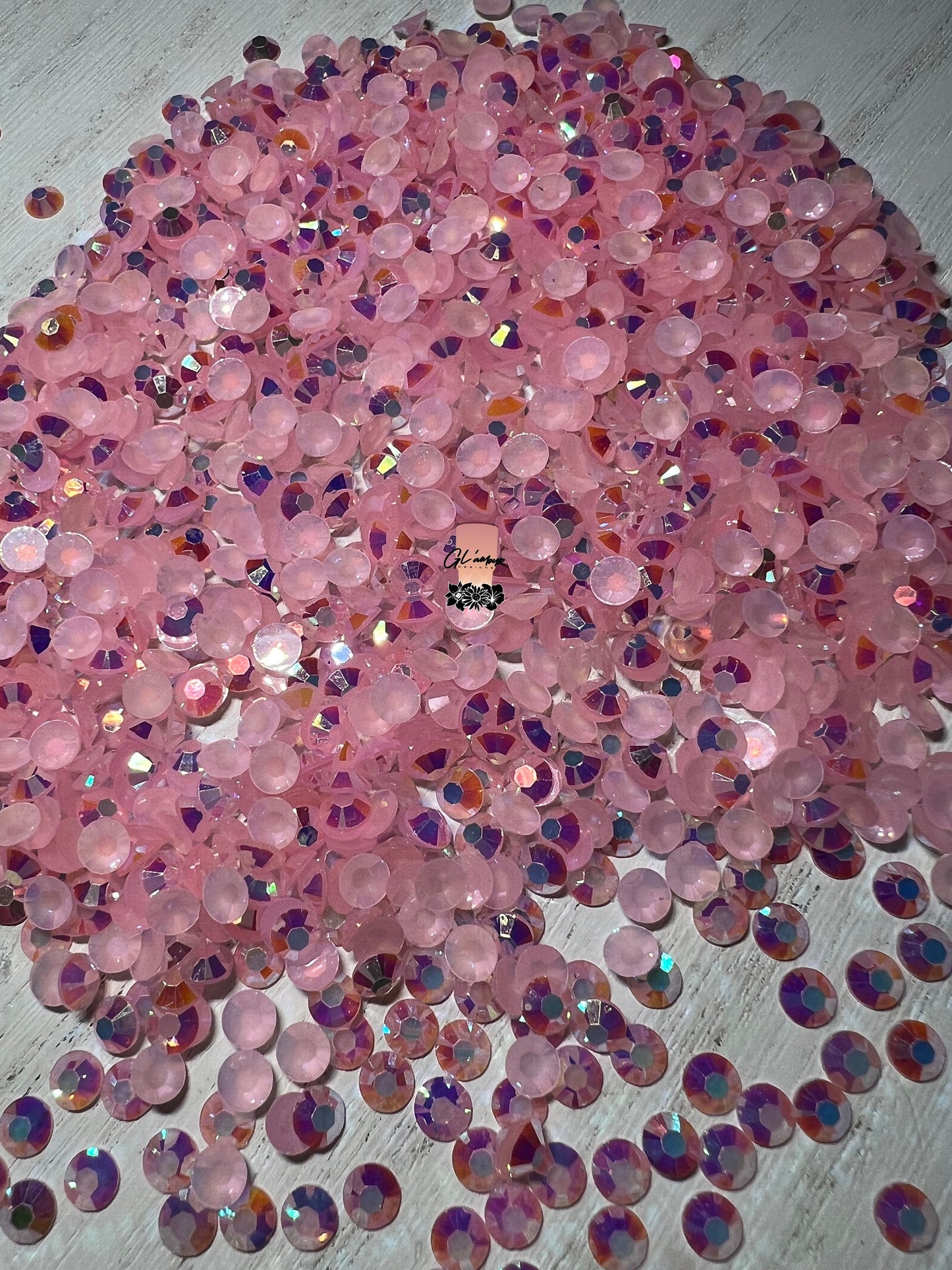 AB Jelly Pink Flat Back Resin Rhinestones - 1000 pcs